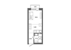 Студия квартира, вторичка, 19м2, 14/19 этаж