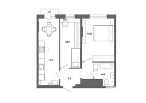 2-к квартира, вторичка, 49м2, 17/19 этаж