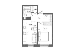1-к квартира, вторичка, 37м2, 10/19 этаж