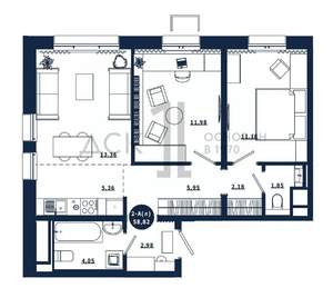 2-к квартира, вторичка, 59м2, 2/16 этаж