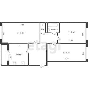 3-к квартира, вторичка, 69м2, 3/5 этаж