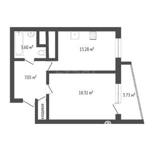 1-к квартира, вторичка, 45м2, 7/18 этаж