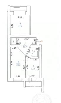 2-к квартира, вторичка, 74м2, 2/12 этаж