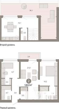 2-к квартира, вторичка, 127м2, 7/9 этаж