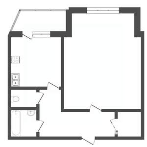 1-к квартира, вторичка, 44м2, 2/5 этаж