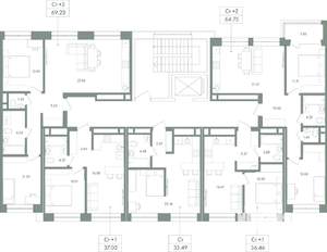 2-к квартира, вторичка, 65м2, 7/9 этаж