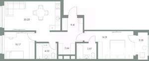 2-к квартира, вторичка, 68м2, 4/9 этаж