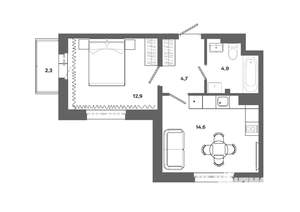1-к квартира, вторичка, 38м2, 10/16 этаж