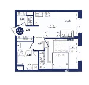 1-к квартира, строящийся дом, 41м2, 15/16 этаж