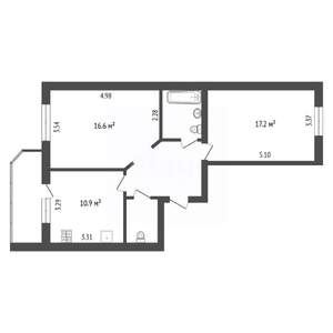 2-к квартира, вторичка, 60м2, 5/10 этаж