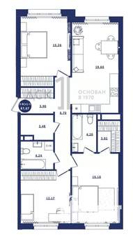 3-к квартира, строящийся дом, 88м2, 9/16 этаж
