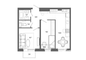 2-к квартира, вторичка, 42м2, 11/19 этаж