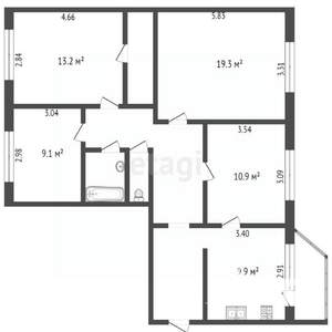 4-к квартира, вторичка, 86м2, 2/5 этаж