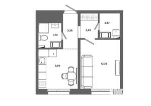 1-к квартира, вторичка, 34м2, 12/19 этаж
