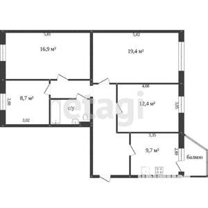 4-к квартира, вторичка, 82м2, 2/5 этаж