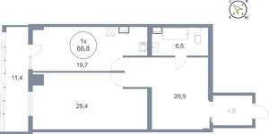 1-к квартира, вторичка, 89м2, 10/25 этаж