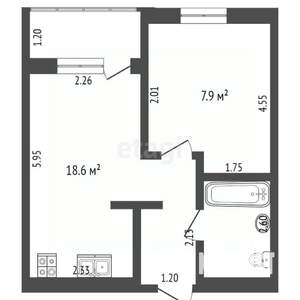 1-к квартира, вторичка, 47м2, 4/8 этаж