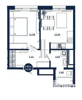 1-к квартира, вторичка, 38м2, 3/16 этаж