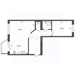 2-к квартира, вторичка, 51м2, 2/5 этаж