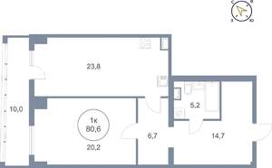 1-к квартира, вторичка, 81м2, 7/25 этаж