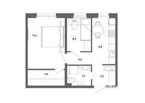 2-к квартира, вторичка, 43м2, 10/19 этаж