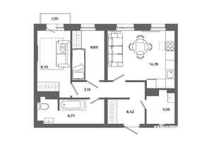 2-к квартира, вторичка, 49м2, 5/19 этаж
