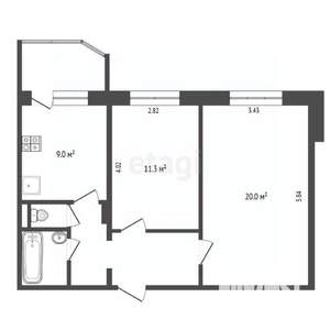 2-к квартира, вторичка, 54м2, 4/5 этаж