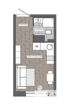 1-к квартира, строящийся дом, 18м2, 3/19 этаж