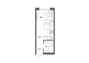 Студия квартира, вторичка, 19м2, 16/19 этаж