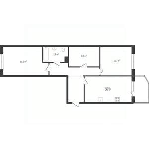 2-к квартира, вторичка, 67м2, 13/17 этаж