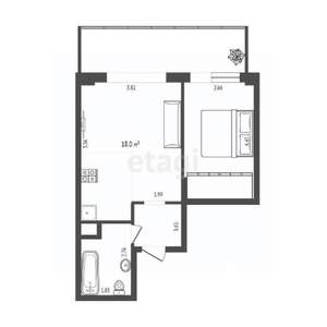 1-к квартира, вторичка, 39м2, 16/26 этаж