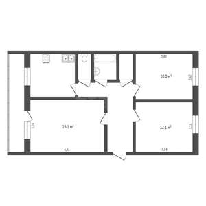 3-к квартира, вторичка, 65м2, 5/5 этаж