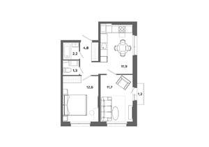 2-к квартира, вторичка, 45м2, 13/19 этаж