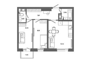 2-к квартира, вторичка, 46м2, 7/19 этаж