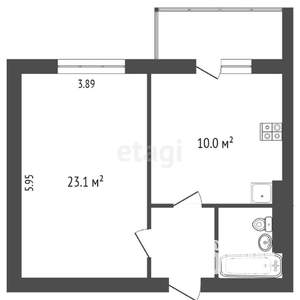 1-к квартира, вторичка, 44м2, 4/10 этаж