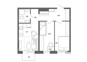 2-к квартира, вторичка, 41м2, 3/19 этаж