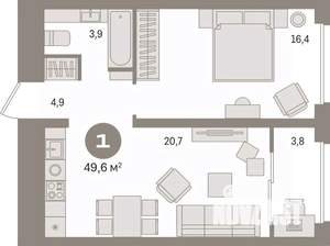 1-к квартира, вторичка, 50м2, 5/17 этаж