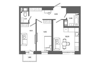 2-к квартира, вторичка, 44м2, 15/19 этаж