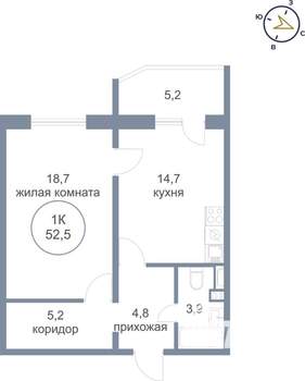 1-к квартира, строящийся дом, 53м2, 13/25 этаж