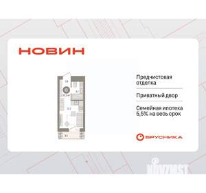 Студия квартира, вторичка, 23м2, 2/17 этаж