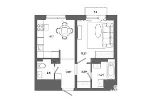 1-к квартира, вторичка, 36м2, 7/19 этаж