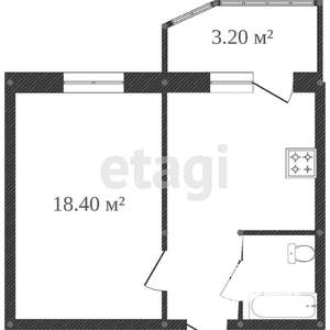 1-к квартира, вторичка, 44м2, 2/17 этаж