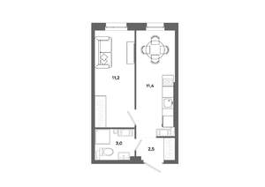 1-к квартира, вторичка, 28м2, 8/19 этаж