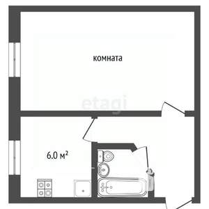 1-к квартира, вторичка, 29м2, 1/5 этаж
