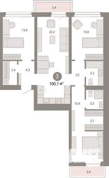 3-к квартира, вторичка, 100м2, 7/9 этаж