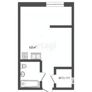 1-к квартира, вторичка, 29м2, 9/9 этаж