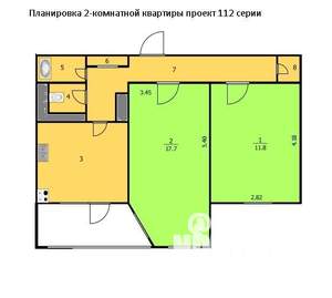 2-к квартира, вторичка, 55м2, 8/9 этаж
