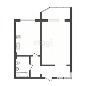 1-к квартира, вторичка, 44м2, 6/17 этаж