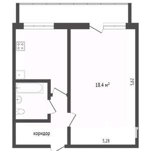 1-к квартира, вторичка, 32м2, 5/9 этаж