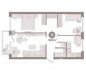 3-к квартира, вторичка, 60м2, 5/5 этаж